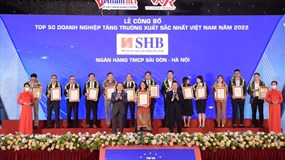 4 năm liên tiếp, SHB được vinh danh Top 50 doanh nghiệp tăng trưởng xuất sắc