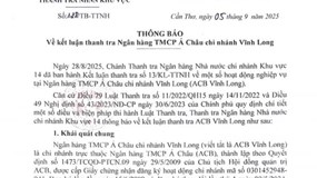 Thanh tra phát hiện tồn tại công tác thẩm định, vay vốn; nợ xấu tại ACB Vĩnh Long