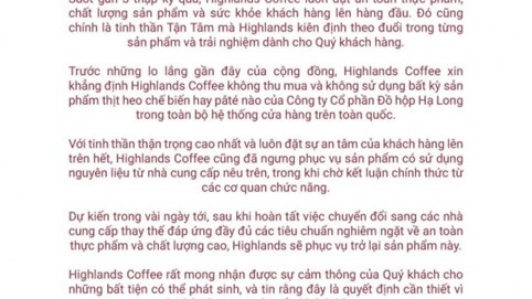 Highlands Coffee có sử dụng sản phẩm của Công ty Cổ phần Đồ hộp Hạ Long không?