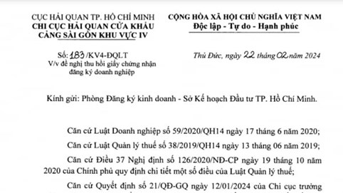 Nợ thuế, Công ty Long Sơn Nguyễn bị đề nghị thu hồi GCN đăng ký doanh nghiệp