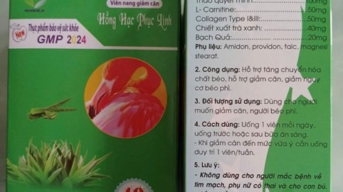 Viên nang giảm cân Hồng Hạc Phục Linh chứa 3 chất cấm nguy hiểm