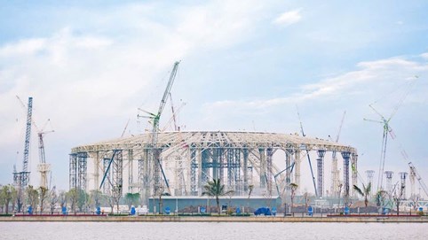 Mái vòm triển lãm A80 mang đậm dấu ấn hơn 10.000 tấn ống thép cỡ lớn Hòa Phát