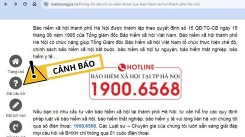 Cảnh báo giả mạo đường dây nóng của BHXH Hà Nội