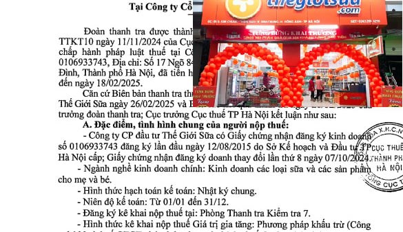 Công ty Thế giới Sữa bị phạt 248 triệu đồng vì vi phạm thuế