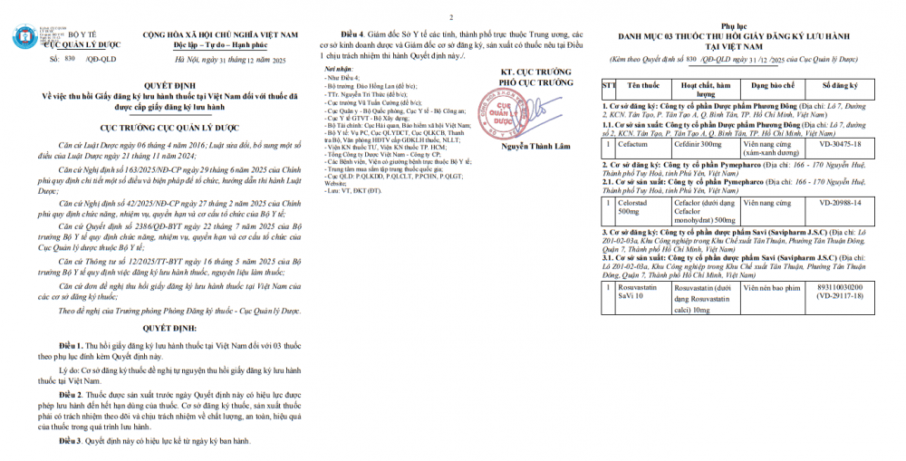 Quyết định của Cục Quản l&yacute; Dược&nbsp;