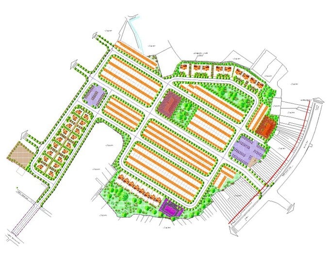 Bản vẽ kh&ocirc;ng gian kiến tr&uacute;c cảnh quan của dự &aacute;n khu d&acirc;n cư ph&iacute;a đ&ocirc;ng đường Trần Hưng Đạo.