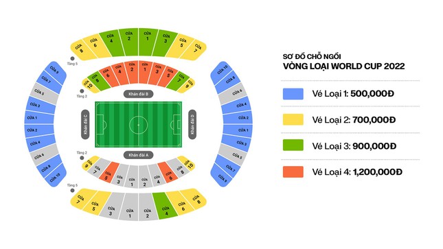 Sơ đồ c&aacute;c hạng v&eacute; tại trận đấu Việt Nam - Trung Quốc. &nbsp;
