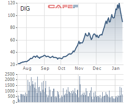 Diễn biến cổ phiếu DIG 6 th&aacute;ng trở lại đ&acirc;y