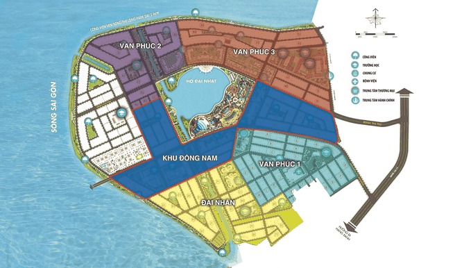 C&aacute;c dự &aacute;n của Vạn Ph&uacute;c Group gần như chiếm trọn 'b&aacute;n đảo' gi&aacute;p s&ocirc;ng S&agrave;i G&ograve;n tại phường Hiệp B&igrave;nh Phước, Quận Thủ Đức, TP. HCM