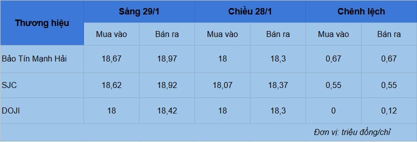 Giá vàng hôm nay 29/1: Vàng miếng SJC ‘nhảy vọt’, tiến sát mốc 190 triệu/lượng - Ảnh 1
