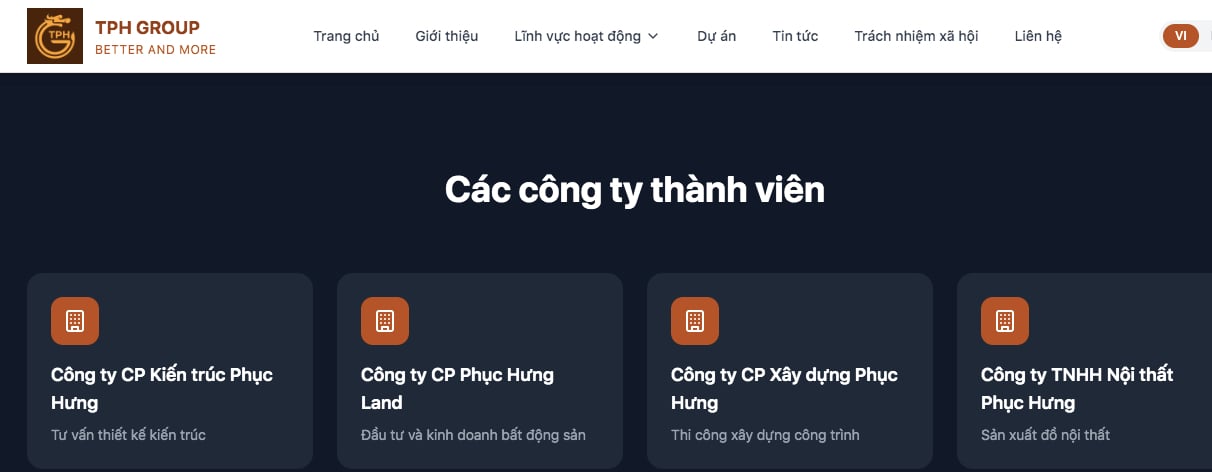 Danh s&aacute;ch c&aacute;c c&ocirc;ng ty th&agrave;nh vi&ecirc;n của Tập đo&agrave;n T&acirc;n Phục Hưng.