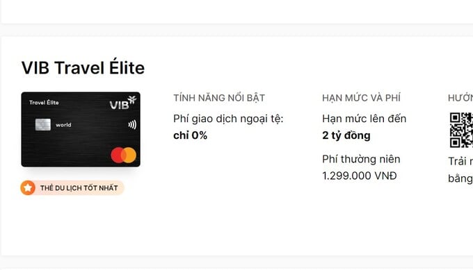 Thẻ t&iacute;n dụng VIB Travel &Eacute;lite