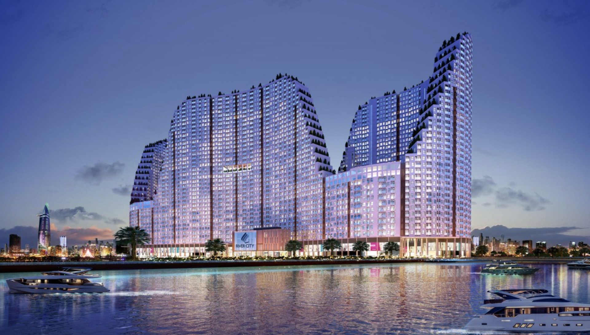 Phối cảnh tổng thể dự &aacute;n căn hộ chung cư River City Quận 7 Đường Đ&agrave;o Tr&iacute; chủ đầu tư Ph&aacute;t Đạt