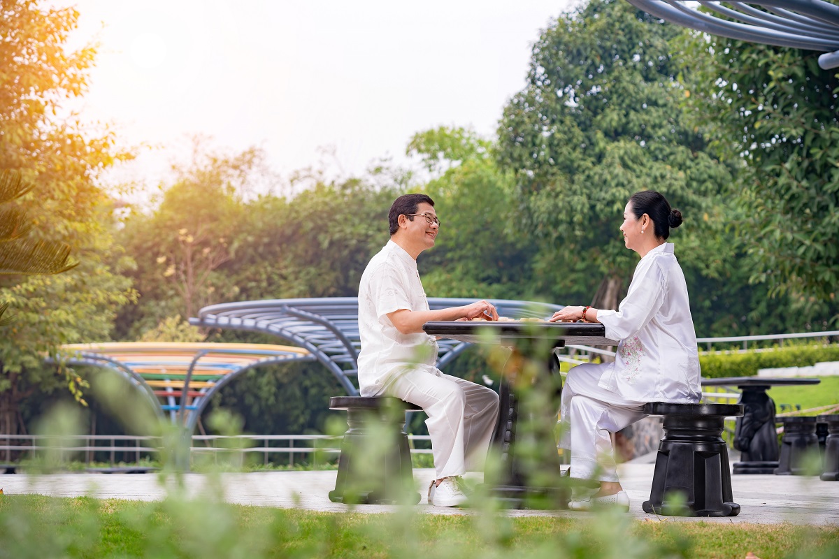 Kh&ocirc;ng gian thư gi&atilde;n v&agrave; t&aacute;i tạo sức khỏe cho người gi&agrave; tại c&aacute;c khu vườn như Chess Garden, c&ocirc;ng vi&ecirc;n trung t&acirc;m &nbsp;