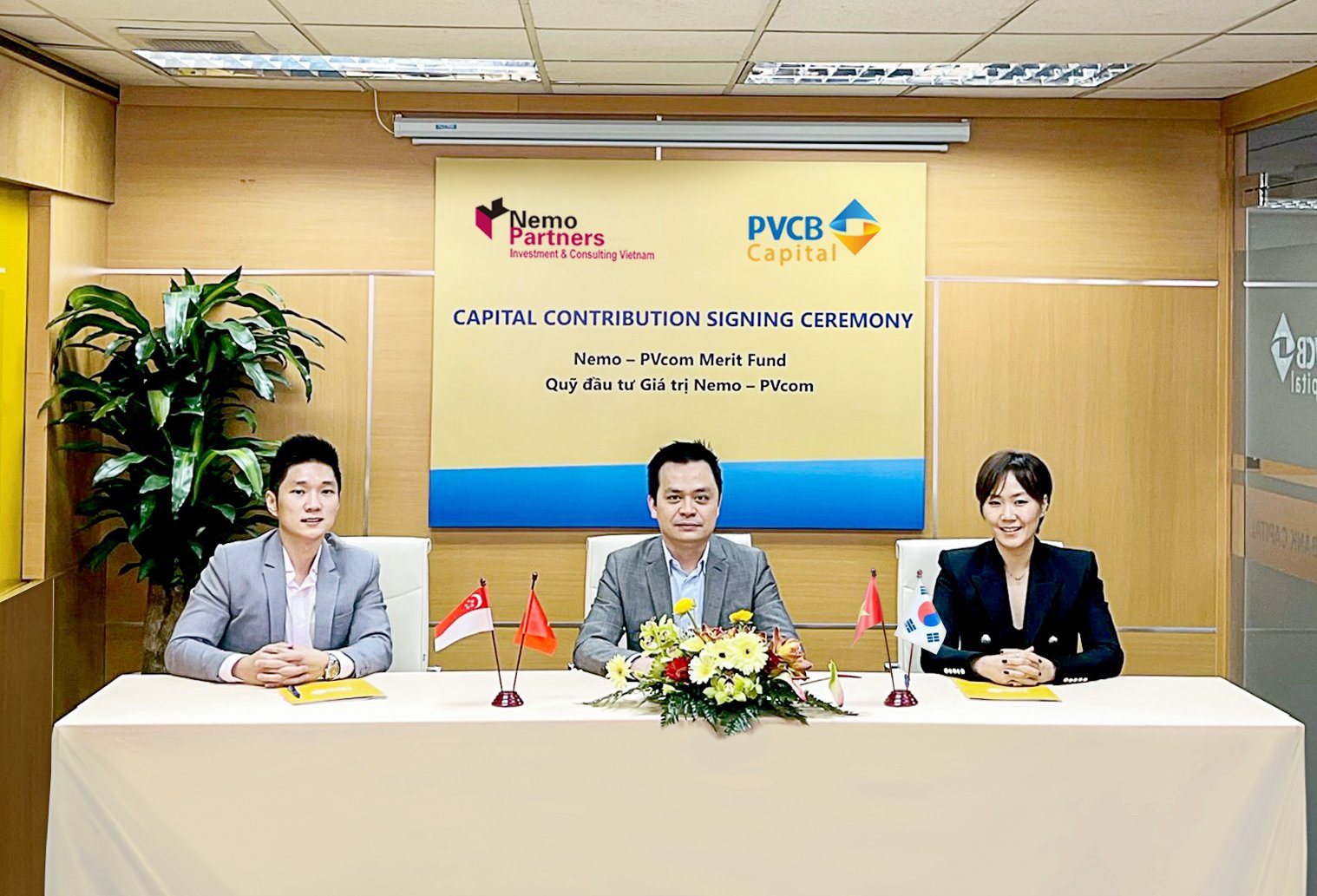 Lễ k&yacute; kết g&oacute;p vốn giữa PVCB Capital v&agrave; Nemo Partners (Ảnh: PVCB Capital).