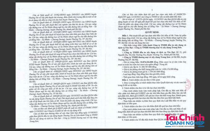 Quyết định ph&ecirc; duyệt lựa chọn C&ocirc;ng ty Trung Sơn tr&uacute;ng thầu.