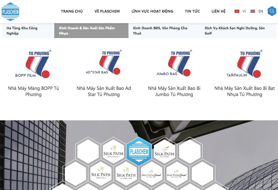 Hệ sinh th&aacute;i của C&ocirc;ng ty cổ phần Tập đo&agrave;n ho&aacute; chất Nhựa.