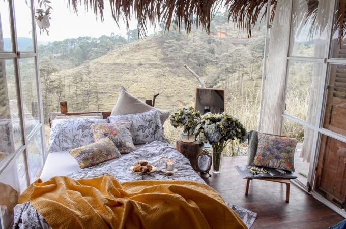 "The wilder nest" - một homestay lung linh nhưng kh&aacute; xa trung t&acirc;m v&igrave; nằm gần hồ Tuyền L&acirc;m. Ảnh: @thewilder.nest.