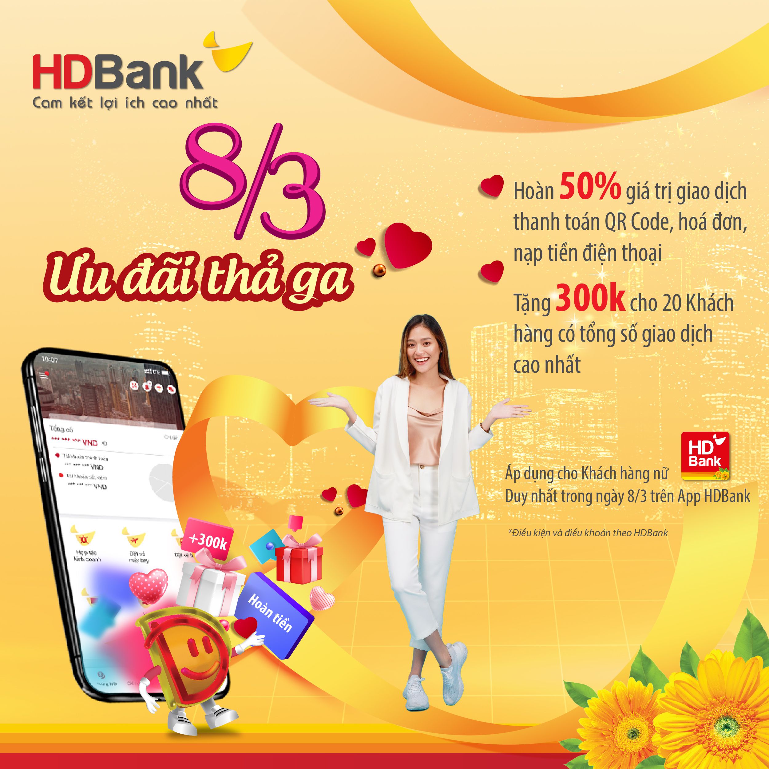 HDBank ưu đ&#227;i h&#224;ng loạt dịch vụ, qu&#224; tặng đến kh&#225;ch h&#224;ng dịp 8/3  - Ảnh 1