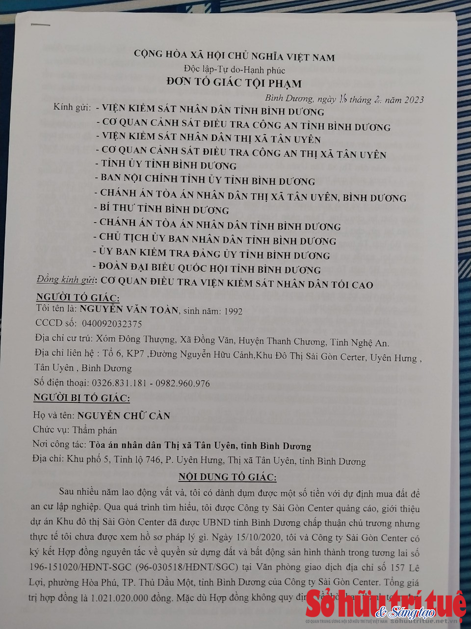 &nbsp;Người d&acirc;n tố gi&aacute;c chủ đầu tư.