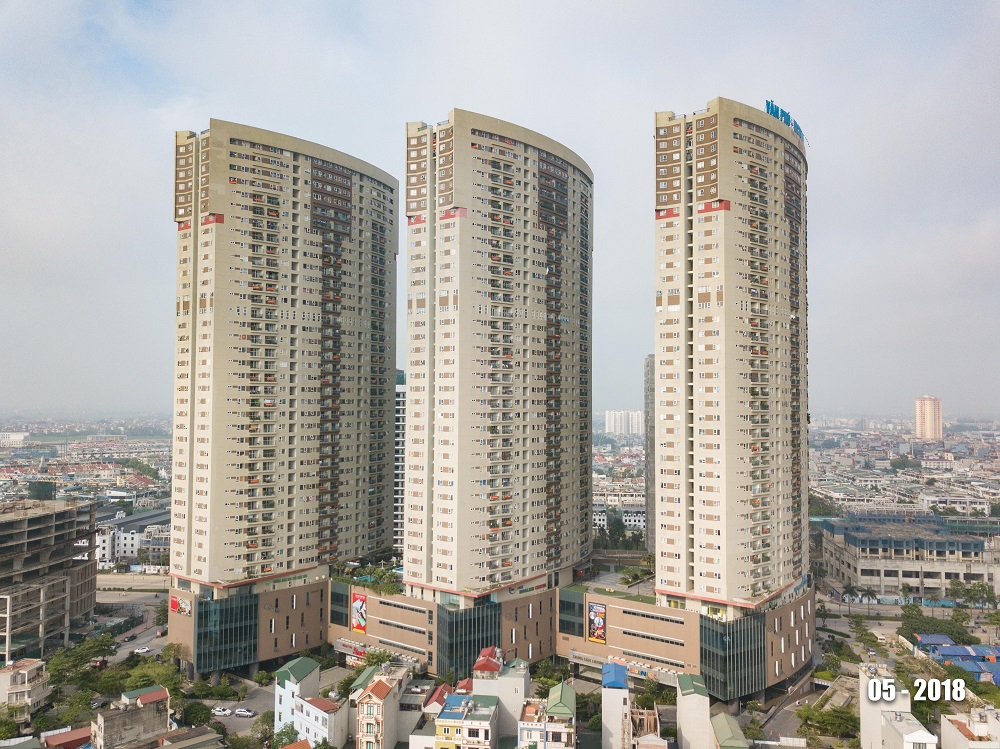 3 t&ograve;a th&aacute;p xoay nghi&ecirc;ng 45 độ The Van Phu - Victoria tại Khu đ&ocirc; thị mới Văn Ph&uacute;, quận H&agrave; Đ&ocirc;ng.