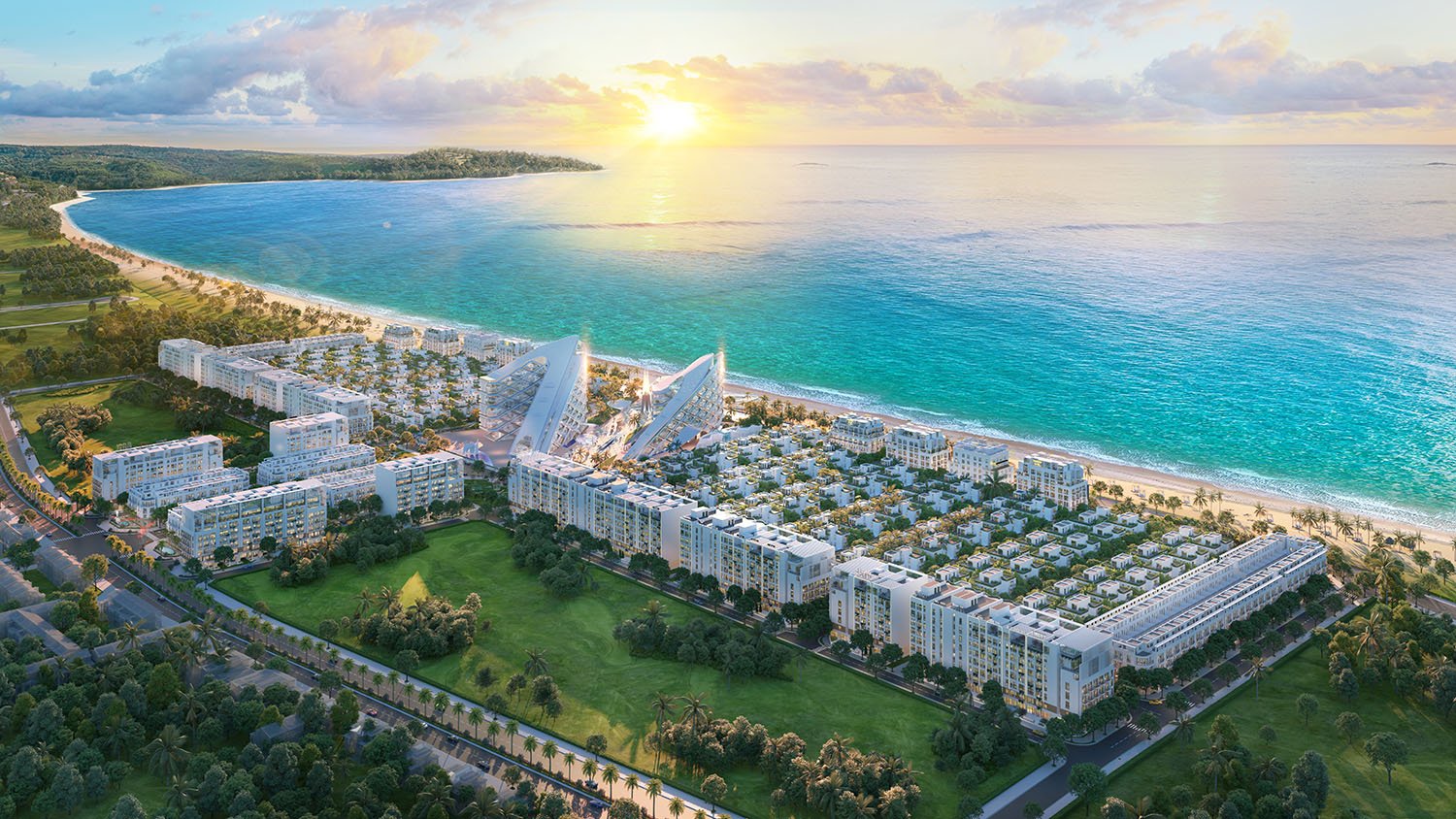 Tổ hợp đ&ocirc; thị biển v&agrave; du lịch nghỉ dưỡng Vlasta &ndash; Sầm Sơn với gần 1km b&atilde;i biển thơ mộng (Ảnh: vlastavanphu.vn)