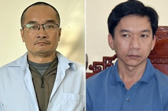 Đối tượng Trần Hồng Tiến (tr&aacute;i) v&agrave; Trần Văn Ch&acirc;u. Ảnh: CACC.