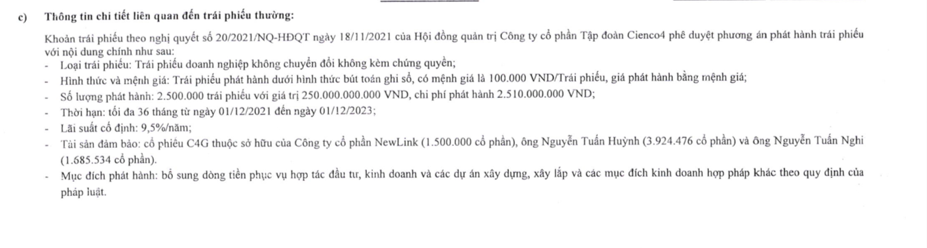 Th&ocirc;ng tin về l&ocirc; tr&aacute;i phiếu 250 tỷ đồng của Cienco4.