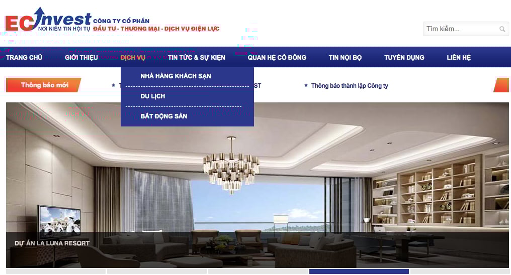 Website giới thiệu về CTCP Đầu tư - thương mại - dịch vụ Điện lực.