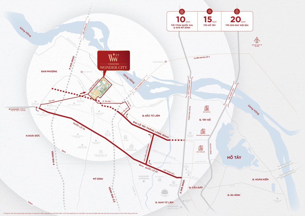 Vinhomes Wonder City sở hữu vị tr&iacute; chiến lược, dễ d&agrave;ng kết nối đến trung t&acirc;m H&agrave; Nội v&agrave; địa phương l&acirc;n cận th&ocirc;ng qua c&aacute;c dự &aacute;n giao th&ocirc;ng trọng điểm.