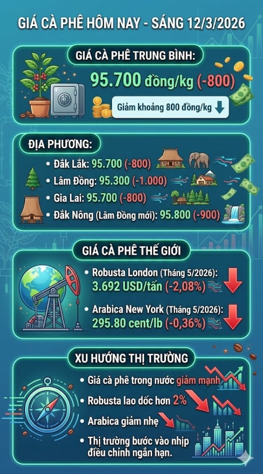 Giá cà phê hôm nay 12/3: Giảm mạnh gần 1.000 đồng/kg - Ảnh 1