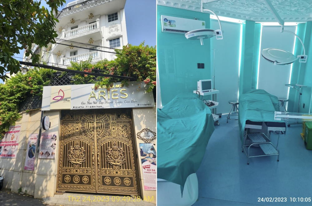 Viện thẩm mỹ ARIES bị đ&igrave;nh chỉ&nbsp; hoạt động 18 th&aacute;ng v&igrave; hoạt động chui. (Ảnh: Thanh tra Sở Y tế)
