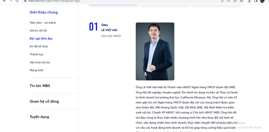 &Ocirc;ng L&ecirc; Viết Hải hiện đang nắm giữ vị tr&iacute; Chủ tịch HĐQT của chứng kho&aacute;n MB.