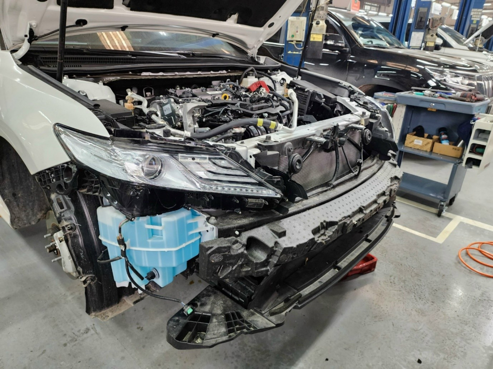 &nbsp;Chiếc xe Camry của chị Hương sau khi được đưa về Trung t&acirc;m dịch vụ bảo dưỡng của Toyota Bắc Ninh