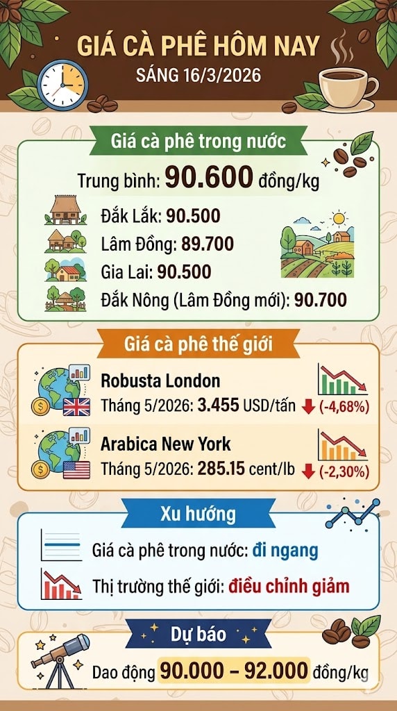 Giá cà phê hôm nay 16/3: Tây Nguyên đứng giá sau cú giảm mạnh trước đó - Ảnh 1