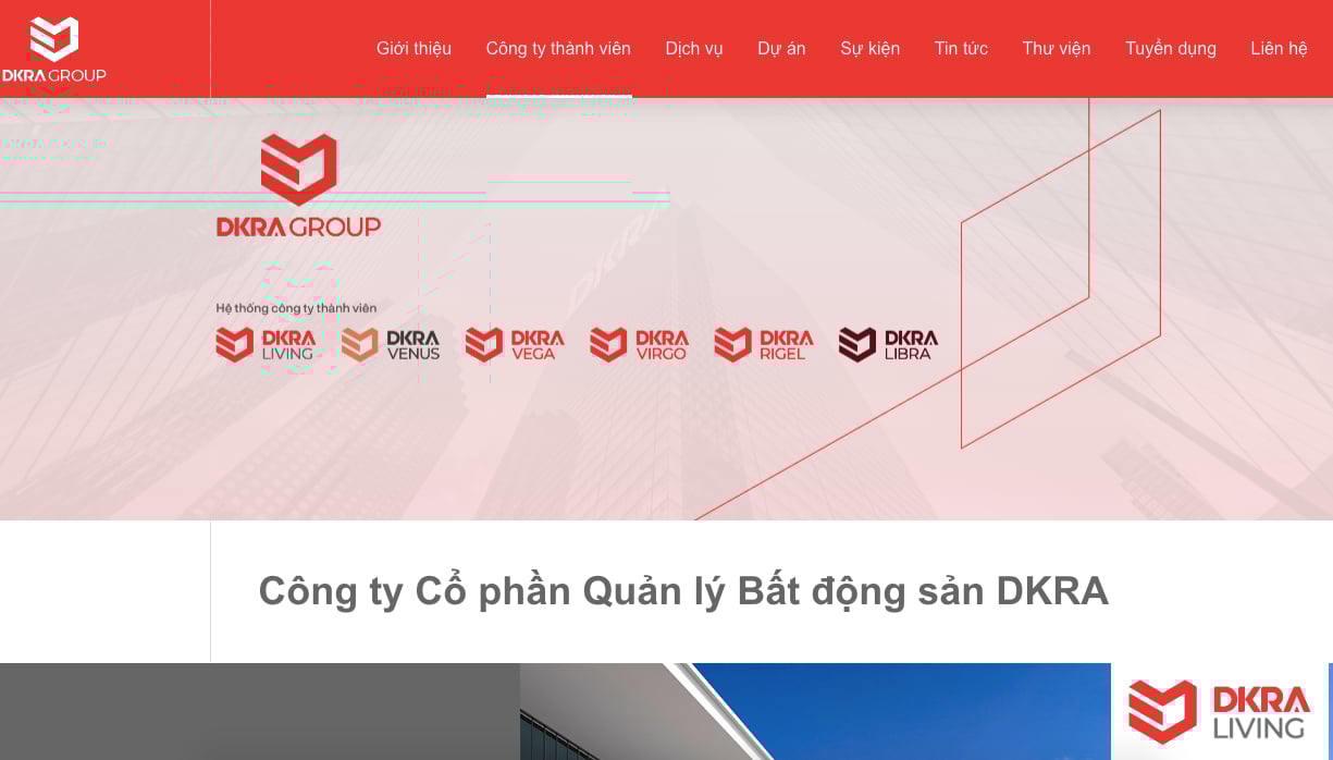 C&aacute;c c&ocirc;ng ty th&agrave;nh vi&ecirc;n của&nbsp;C&ocirc;ng ty cổ phần DKRA Group. Ảnh chụp m&agrave;n h&igrave;nh.&nbsp;