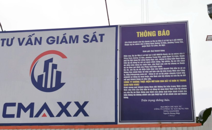 &nbsp;Chủ đầu tư đưa ra cảnh b&aacute;o rao b&aacute;n tr&aacute;i ph&eacute;p tại cổng dự &aacute;n.