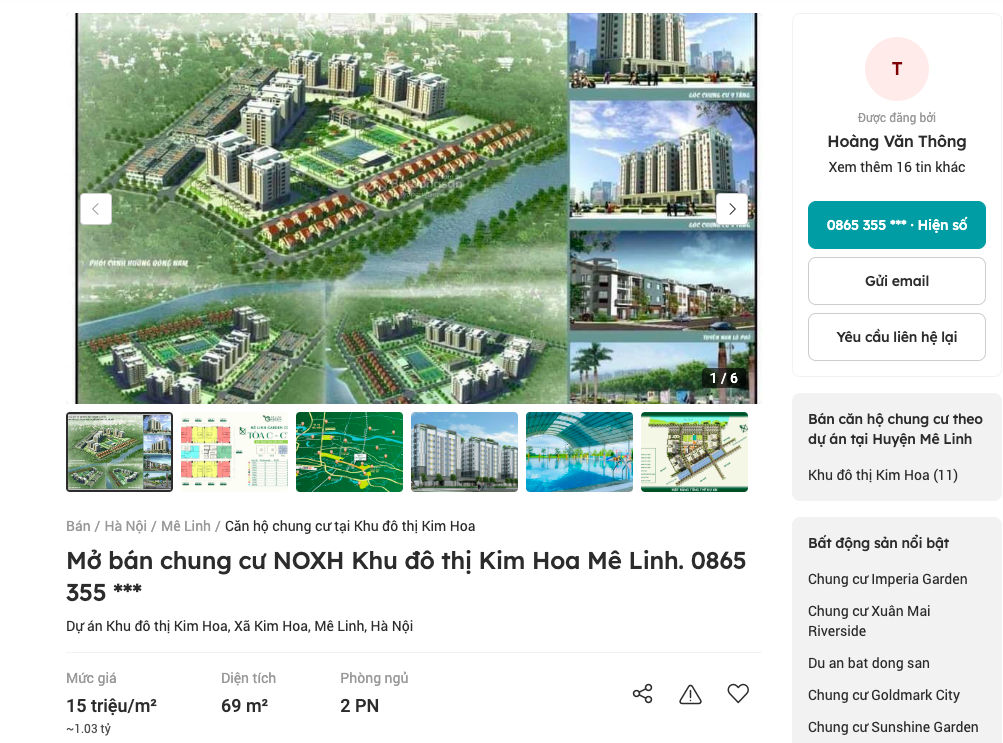 Tại website bất động sản cũng c&oacute; nhiều th&ocirc;ng tin tiếp nhận hồ sơ chung cư nh&agrave; ở x&atilde; hội Khu đ&ocirc; thị Kim Hoa với mức gi&aacute; từ 14 triệu đồng/m2