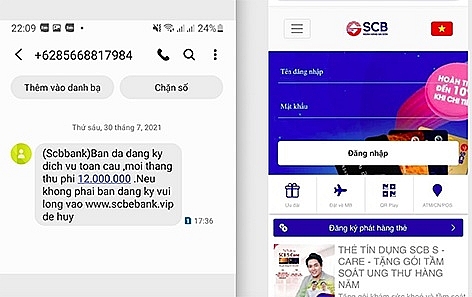 H&igrave;nh ảnh đối tượng nhắn tin giả mạo ng&acirc;n h&agrave;ng để lừa đảo