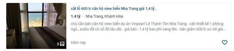 Nhiều căn hộ condotel tại Nha Trang được&nbsp;rao b&aacute;n cắt lỗ l&ecirc;n đến 500-600 triệu đồng.
