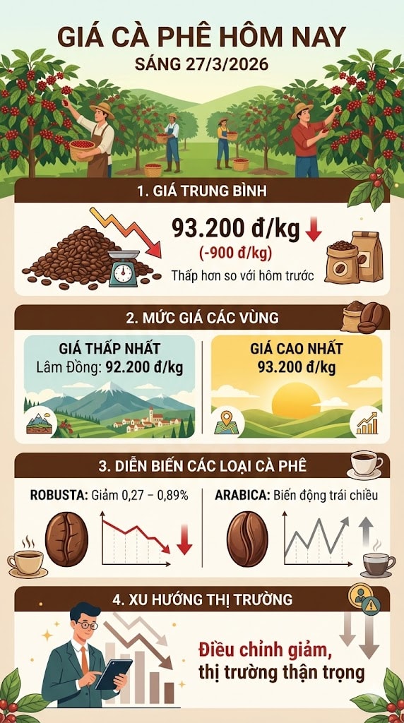 Giá cà phê hôm nay 27/3: Lao dốc, mất tới 1.000 đồng/kg - Ảnh 1