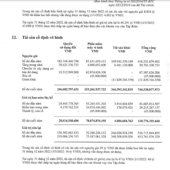 Nguồn:; BCTC hợp nhất năm 2022 tại H&ograve;a Ph&aacute;t.