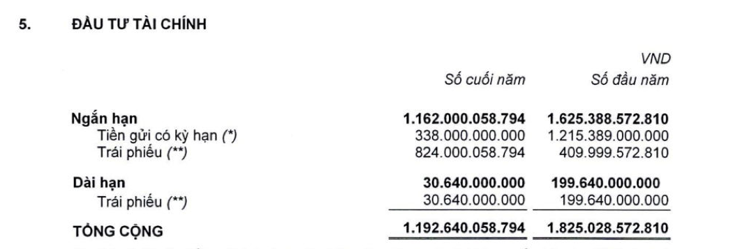 Sự biến động c&aacute;c khoản đầu tư t&agrave;i ch&iacute;nh của T&ocirc;n Đ&ocirc;ng &Aacute;.