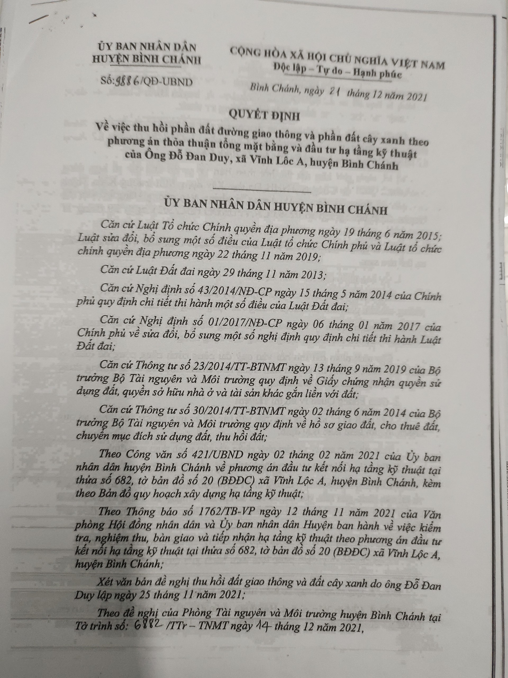 Văn bản thu hồi một phần khu đ&acirc;t gắn m&aacute;c dự &aacute;n Sen V&agrave;ng Holdings.
