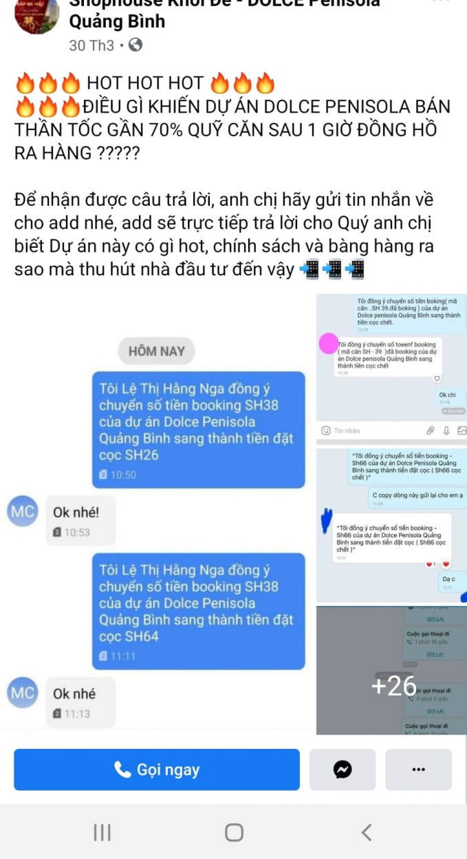 Th&ocirc;ng tin rao b&aacute;n, đặt chỗ được đăng tải c&ocirc;ng khai tr&ecirc;n mạng x&atilde; hội.