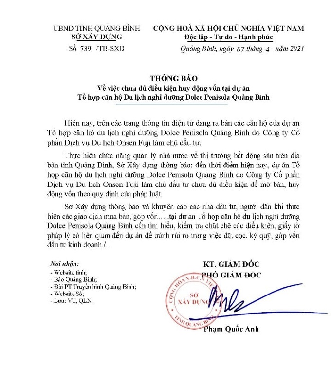 Văn bản của Sở X&acirc;y dựng Quảng B&igrave;nh.