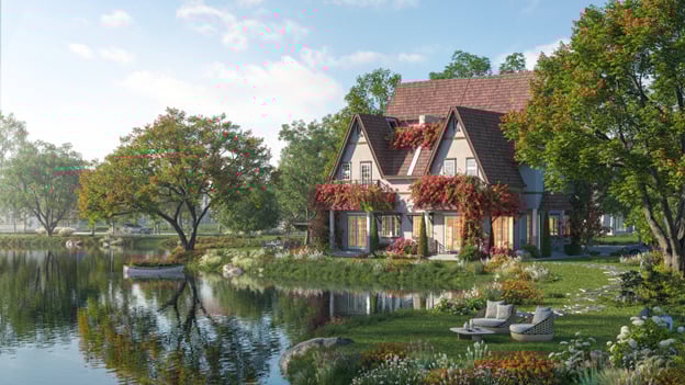 90% c&aacute;c căn biệt thự đều c&oacute; view mặt nước.