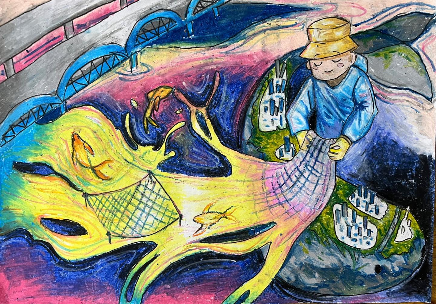 Th&iacute; sinh H&agrave; Anh gửi gắm th&ocirc;ng điệp về m&ocirc;i trường trong t&aacute;c phẩm vẽ về v&ugrave;ng đất Nam &Ocirc;: &ldquo;H&atilde;y c&ugrave;ng chung tay bảo vệ thi&ecirc;n nhi&ecirc;n, cho nơi đ&acirc;y giữ m&atilde;i được vẻ đẹp đ&oacute; nh&eacute;&rdquo;.