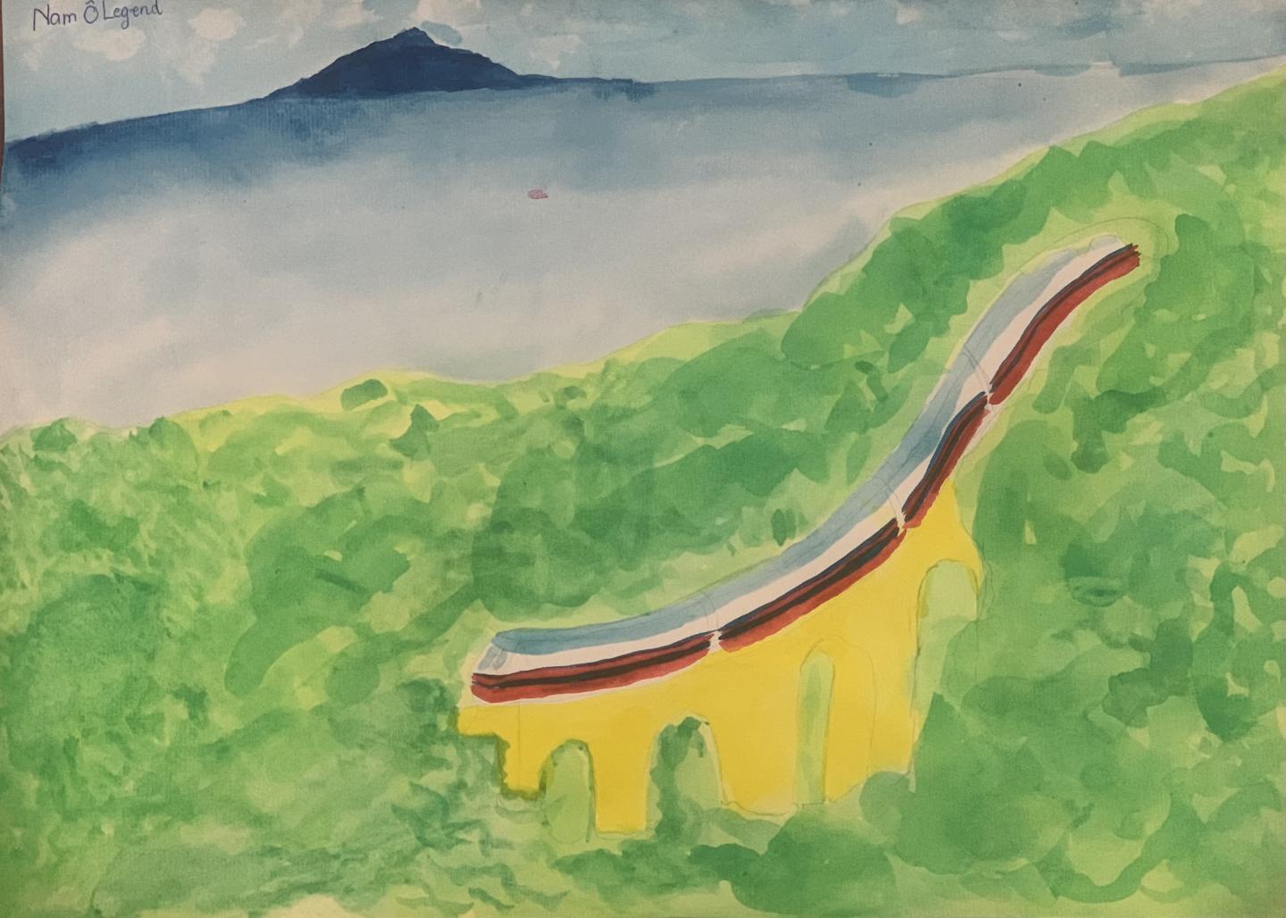 Ng&ocirc; Ho&agrave;ng Bảo Ngọc (lớp 5C, Tiểu học Trần Quốc Toản, Nam Định) dự thi với t&aacute;c phẩm &ldquo;Con t&agrave;u huyền thoại&rdquo;, ca ngợi Nam &Ocirc; - th&agrave;nh phố xanh c&oacute; lịch sử l&acirc;u đời.