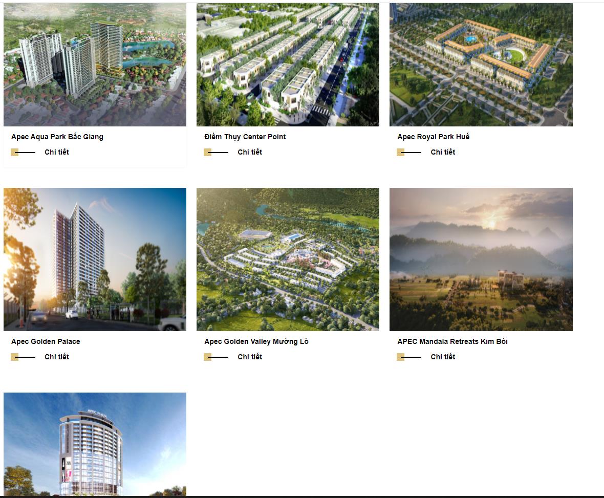 Danh mục dự &aacute;n đang triển khai của Apec Group.